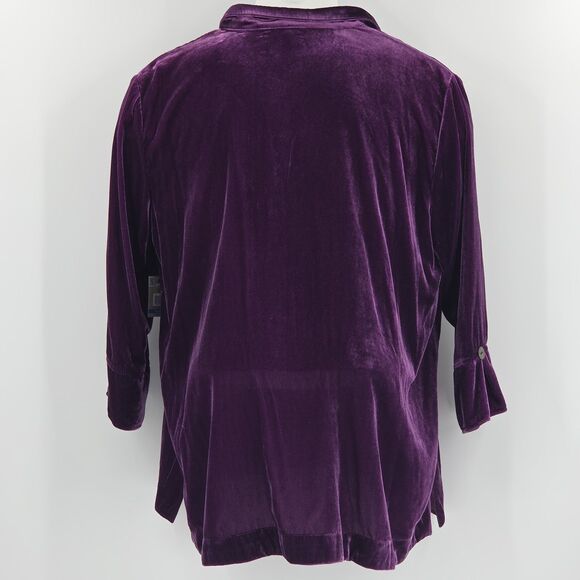 John Mark Button Up Down Shirt Womens Size S Purple Velvet Wire Collar Holiday - Picture 3 of 9